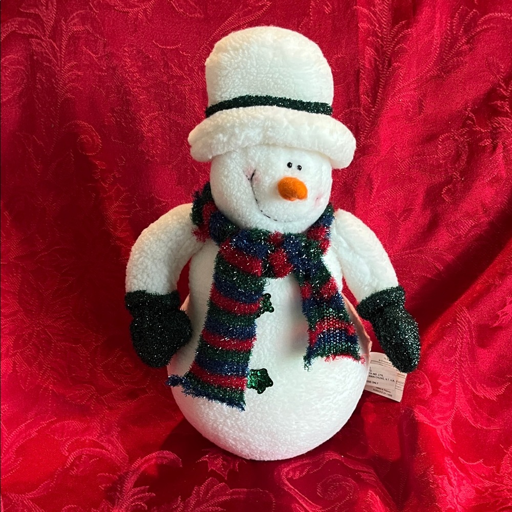 Festive Snowman Plush with Scarf and Hat by:Creative Designs Ltd. 13”H Preloved